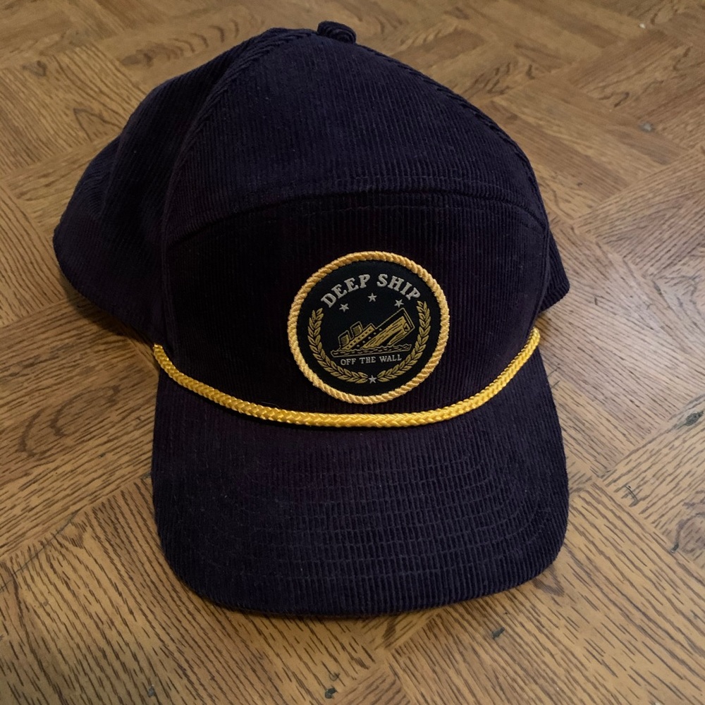 vans deep ship corduroy snapback hat navy